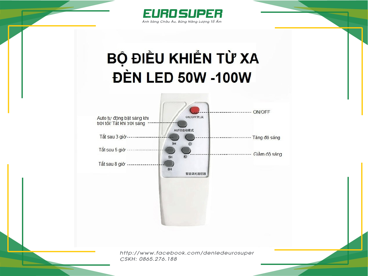 Bộ điều khiển từ xa của đèn Pha LED năng lượng mặt trời