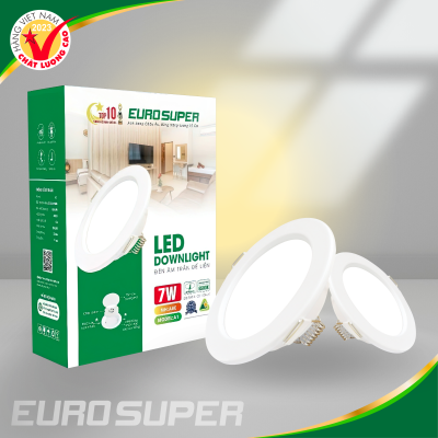 Đèn led âm trần A7E ES 7w đế liền -AS trắng