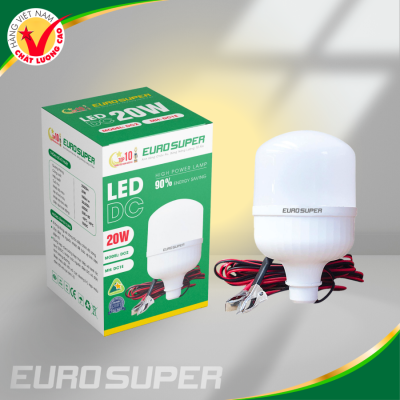 ĐÈN LED TRỤ DC 20W 24V - KẸP BÌNH ÁC QUY
