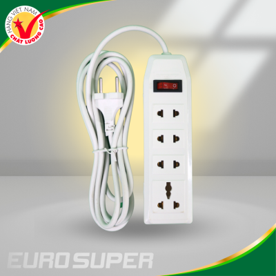 Ổ CẮM 4 CỬA  MÀU TRẮNG 1500W DÂY 5M 