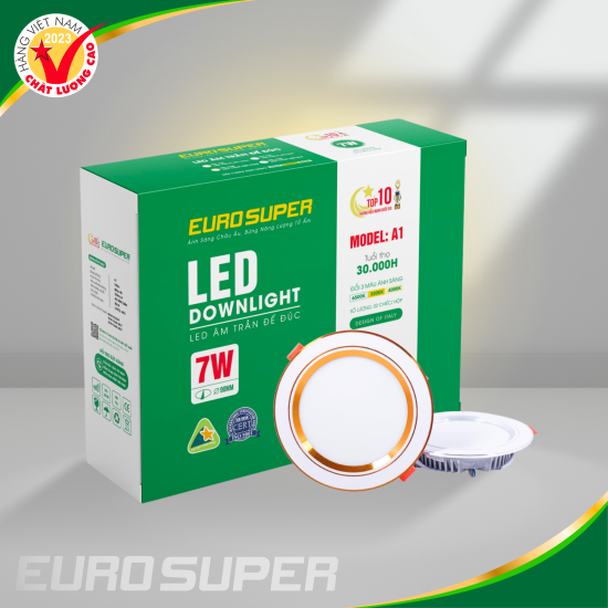 ĐÈN LED ÂM TRẦN A23E 7W ĐẾ ĐÚC VIỀN BẠC - AST