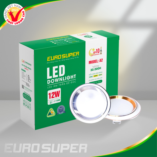 ĐÈN LED ÂM TRẦN A30E 12W ĐẾ ĐÚC VIỀN VÀNG - AST