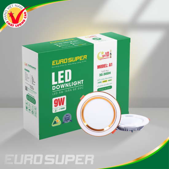 ĐÈN LED ÂM TRẦN A27E 9W ĐẾ ĐÚC VIỀN BẠC - AST