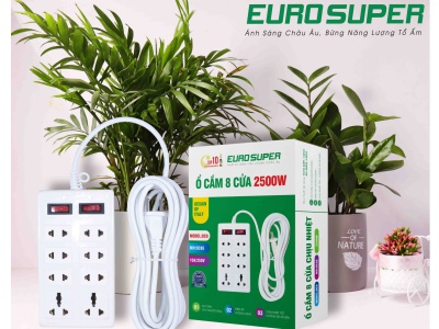 Ổ CẮM 8 CỬA 2500W EUROSUPER - AN TOÀN, TIỆN DỤNG CHO MỌI GIA ĐÌNH