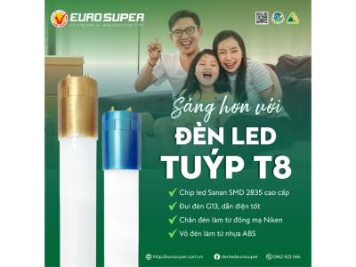 SÁNG HƠN, TIẾT KIỆM HƠN VỚI ĐÈN LED TUÝP T8 EUROSUPER