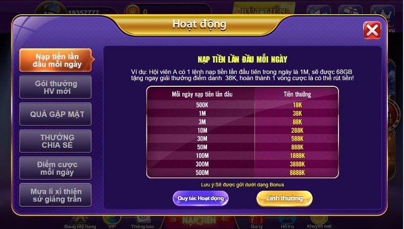 68 Game Bài áp dụng nhiều khuyến mãi khủng